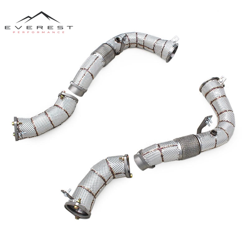 Custom Free Flow Downpipe for BMW X5M/X6M F95/F96/LCI 4.4TT 2020+ Street Car with Heat Shield SUS304 Pipes Exhaust Header