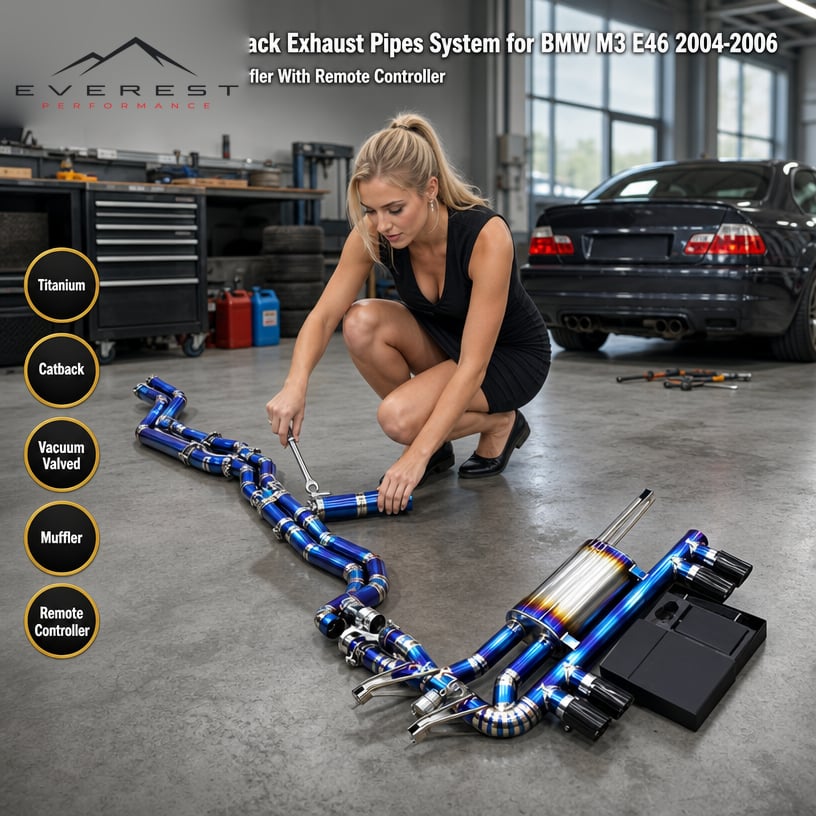 Titanium Catback Exhaust Pipes System for BMW M3 E46 2004-2006 Vacuum Valved Muffler With Remote Controller
