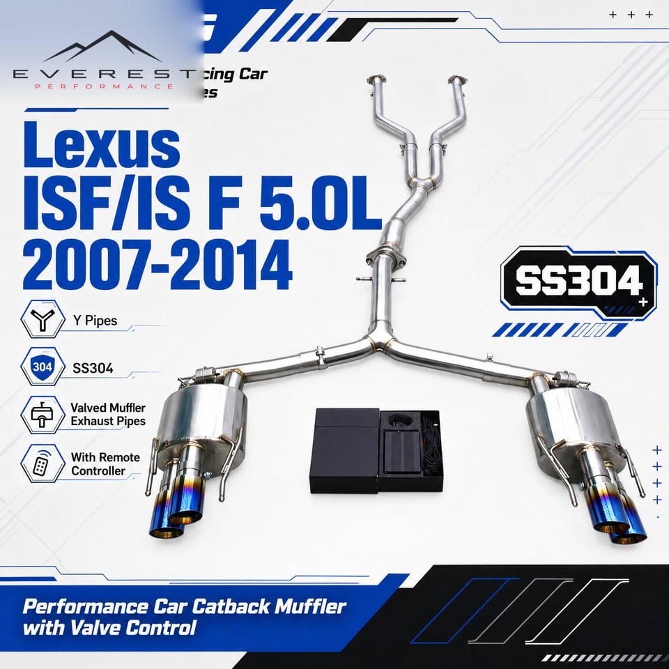 Racing Catback Exhaust Pipes for Lexus ISF/IS F 5.0L 2007-2014 Y Pipes SS304 Valved Muffler Exhaust Pipes With Remote Controller
