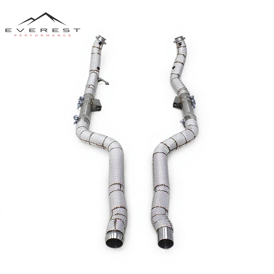 SS304L Exhaust Downpipe for Mercedes-Benz CLS63/CLS63S AMG 2007-2017 With Heat Shield Free Flow Downpipe