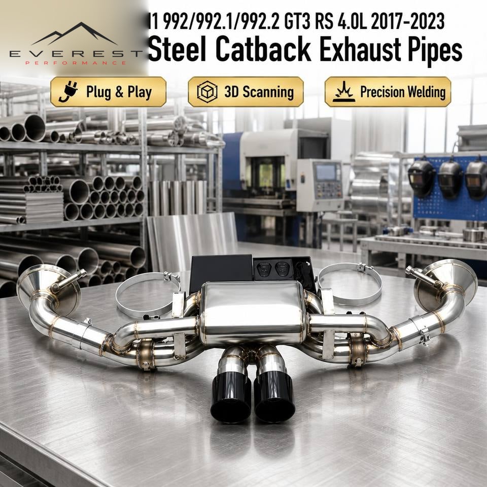 Stainless Steel Catback Exhaust Pipes for Porsche 911 992/992.1/992.2 GT3 RS 4.0L 2017-2023 Escape Tuning Valved Muffler