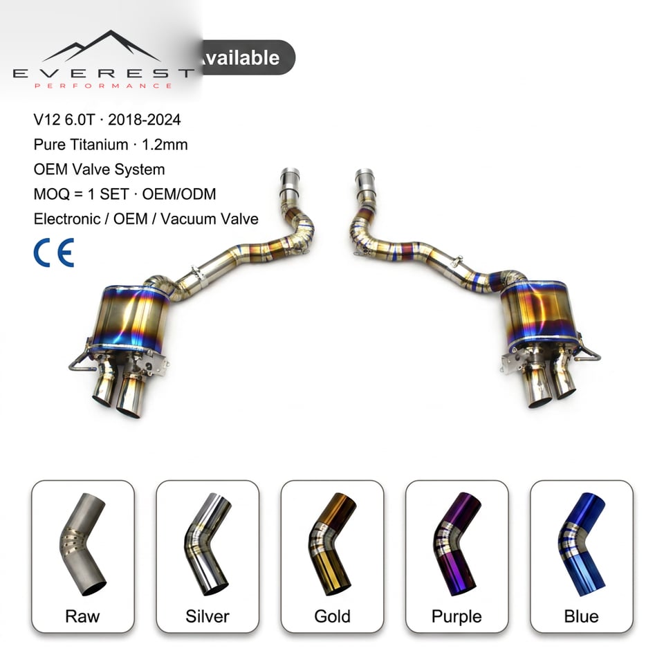 Titanium Axle Back Exhaust for Bentley Continental GT V12 6.0T 2018-2024 Valve Custom