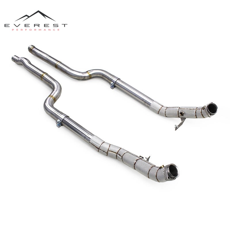 Exhaust Downpipe with Heat Shield for Mercedes-Benz CLS550 4.7 2012-2016 Stainless Steel Exhaust Pipes Auto Exhaust System