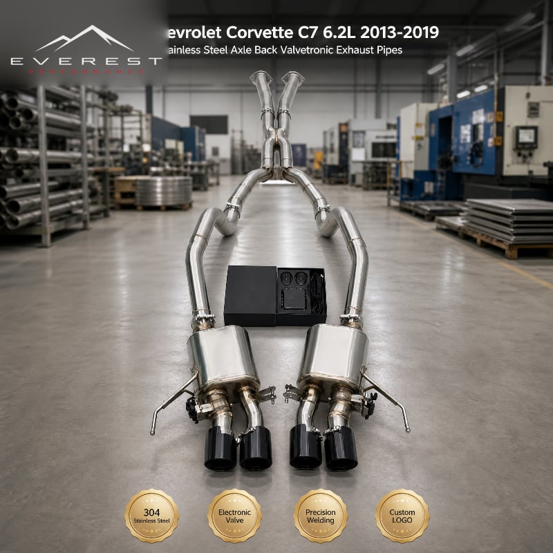 Stainless Steel Axle Back Valvetronic Exhaust Pipes for Chevrolet Corvette C7 6.2L 2013-2019 Valved Muffler System Kit