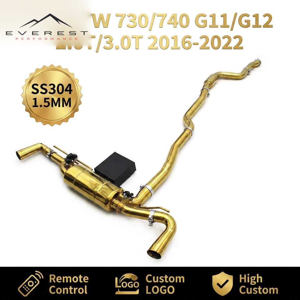 SS304 Plating Gold Valvetronic Muffler Catback Pipes for BMW 730/740 G11/G12 2.0T/3.0T 2016-2022 Exhaust Pipe System