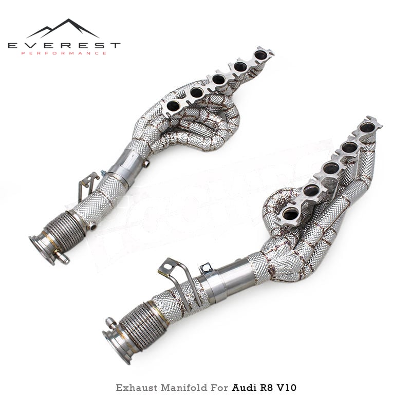 Custom Headers Manifold with OPF for Audi R8 V10 5.2L 2010-2019 Stainless Steel Pipes Engine Turbos Exhaust Free System