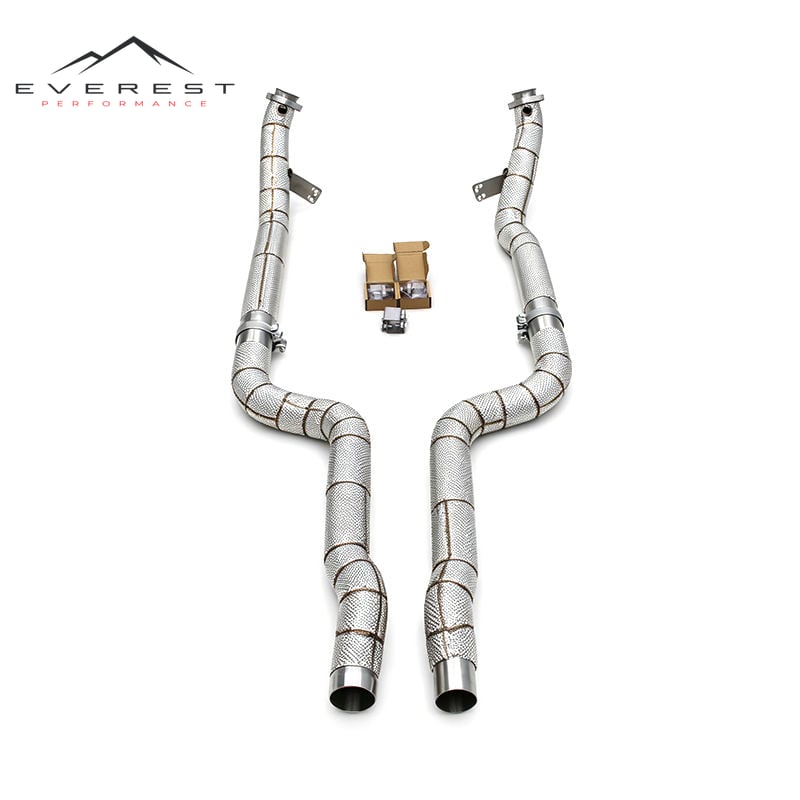 Stainless Steel Exhaust Downpipe for Mercedes-Benz CLS550 4.7L 2012-2016 Racing Exhaust Pipe Free Flow Pipe with Heat Shield