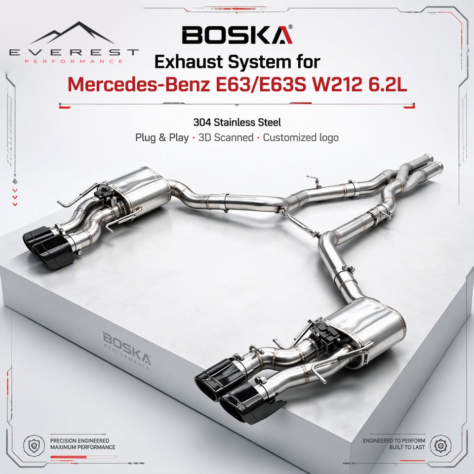 Catback Exhaust with Z Pipe for Mercedes-Benz E63/E63S W212 6.2L AMG 2007-2016 Stainless Steel Exhaust Pipe Valve Muffler