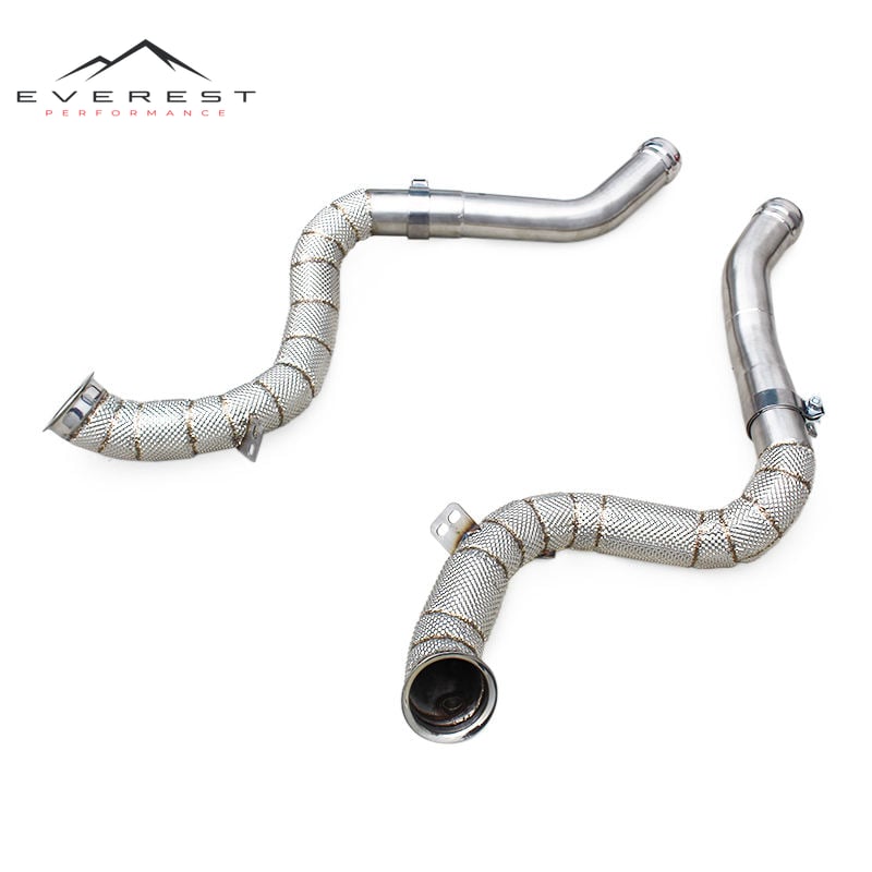 Custom Straight Header Downpipe for Mercedes-Benz C63/C63S AMG W205 4.0T 2015-2020 With Heat Shield SUS304 Free Flow Pipe