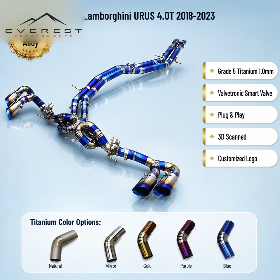 Light Weight Titanium Catback Exhaust Pipes for Lamborghini URUS 4.0T 2018-2023 High Quality Valve Muffler System