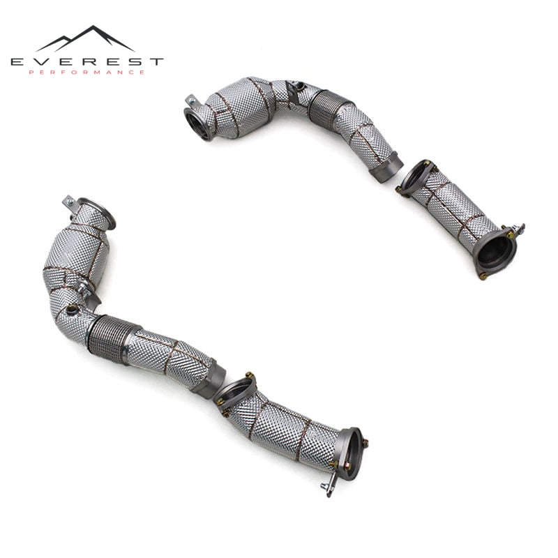 SS304 Catalytic Downpipe for BMW X5 M60i 4.4TT 2024 With Heat Shield High Flow Catted Downpipe 100/200.300 Cell