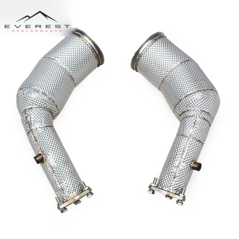 Heat Shield Exhaust Pipe for Audi RS6 C8 4.0T 2021-2023 Stainless Steel Free Flow Downpipe