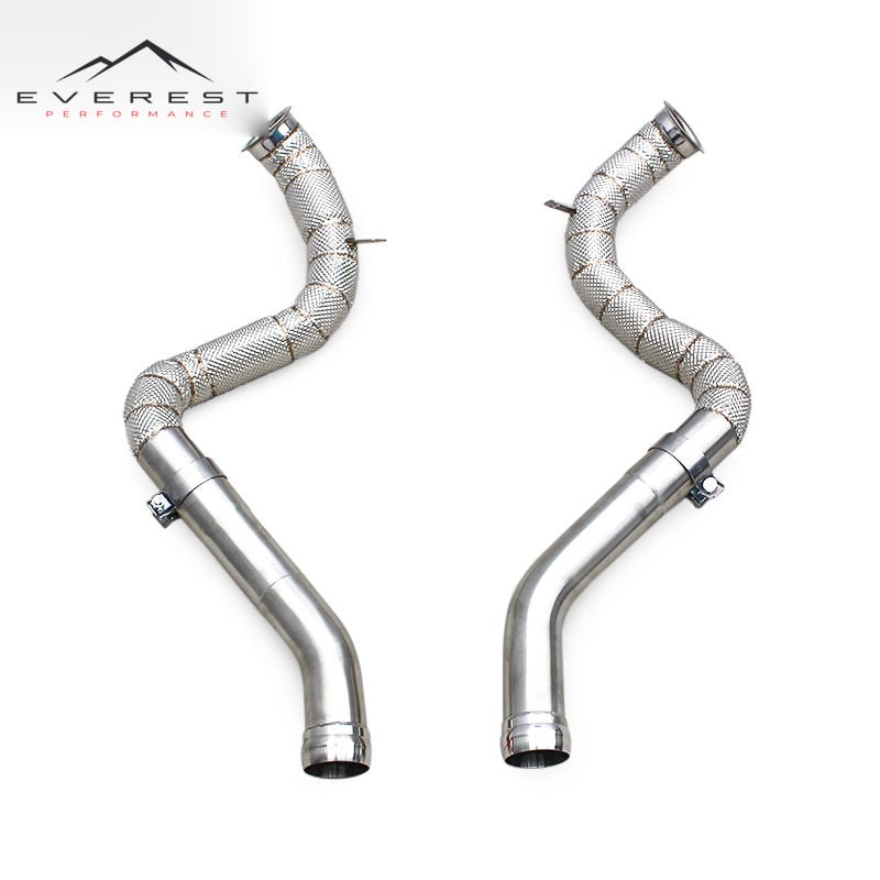 High Performance Downpipe for Mercedes-Benz C63/C63S AMG W205 4.0T 2015-2024 Stainless Steel Heat Shield Exhaust Header