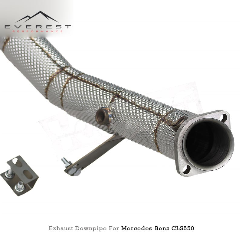 Stainless Steel Free Flow Downpipe Exhaust for Mercedes-Benz CLS550 4.7L 2012-2016Racing Heat Shield Front Tube