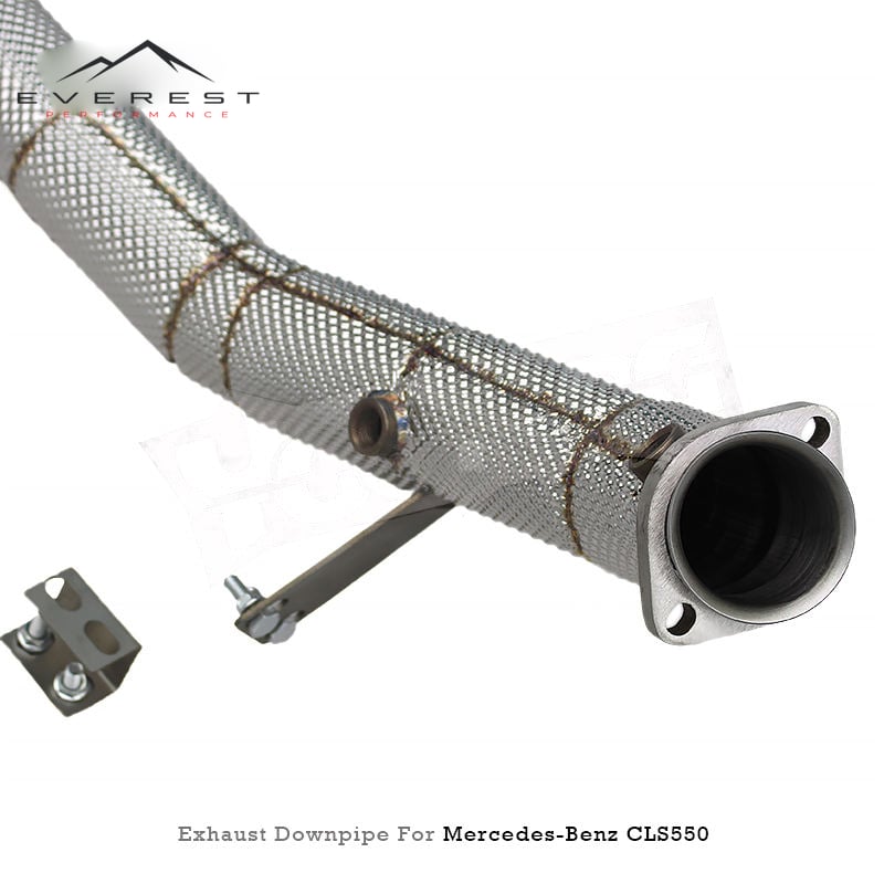 Stainless Steel Free Flow Downpipe Exhaust for Mercedes-Benz CLS550 4.7L 2012-2016Racing Heat Shield Front Tube
