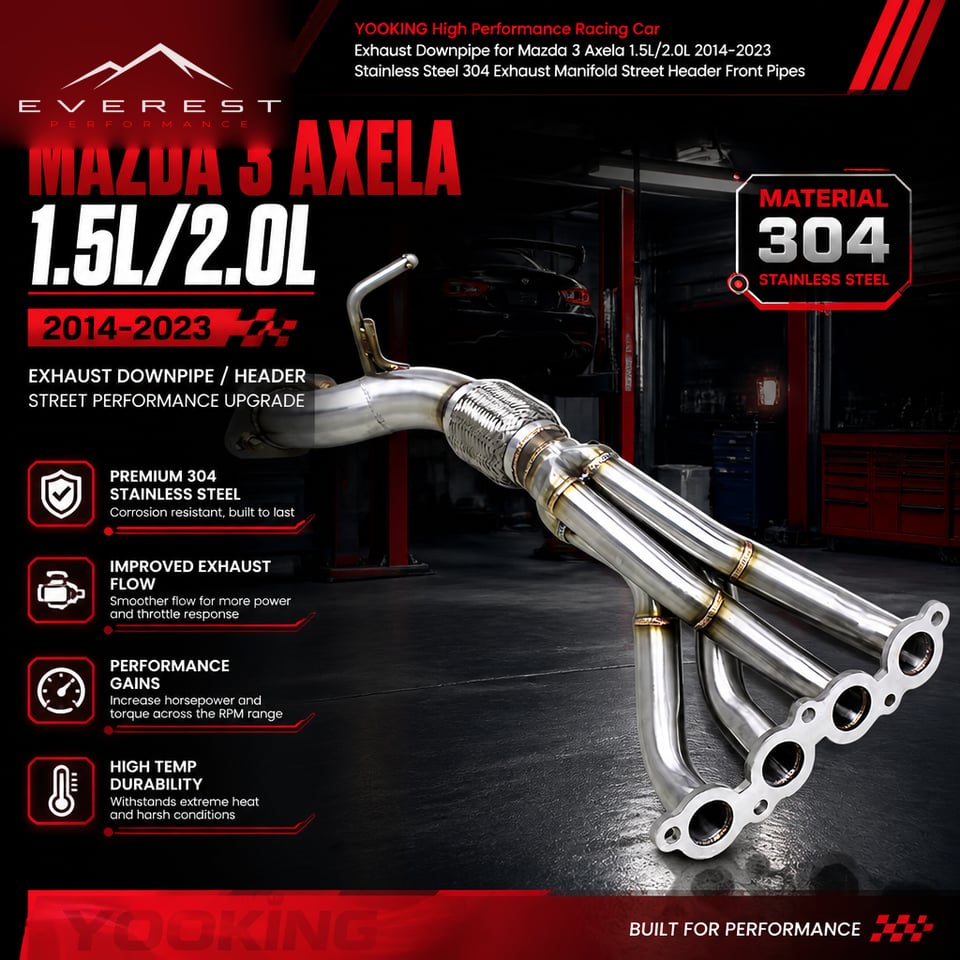 Racing Exhaust Downpipe for Mazda 3 Axela 1.5L/2.0L 2014-2023 Stainless Steel 304 Exhaust Manifold Street Header Front Pipes