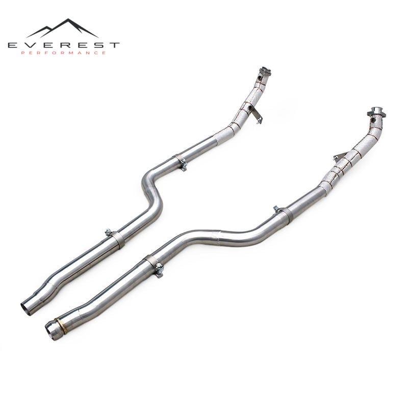 Custom Free Flow Downpipe for Mercedes-Benz CLS350 3.5L 2005-2015 Exhaust Heat Shield SUS304 Straight Race Header Downpipe