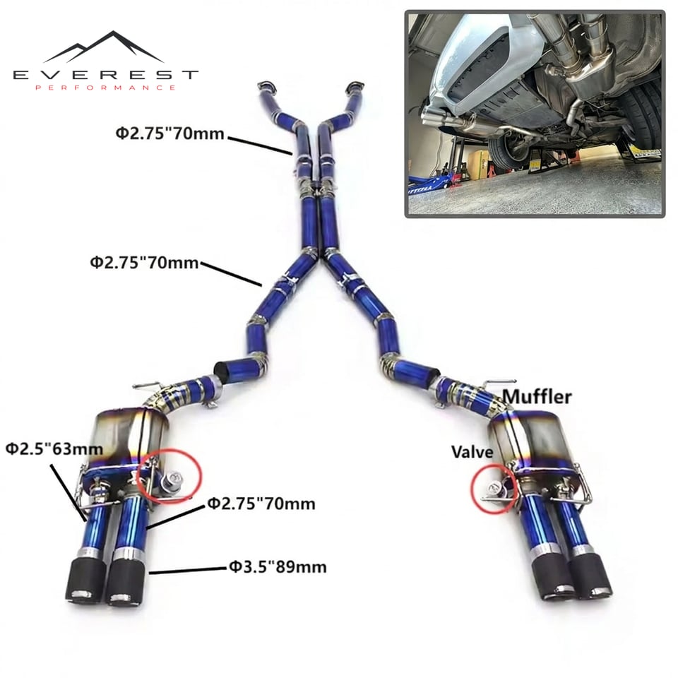 Performance Exhaust Pipe for BMW M5 E60 V10 5.0 2003-2010 Titanium Catback Muffler Vacuum Valve Quad Black Tips