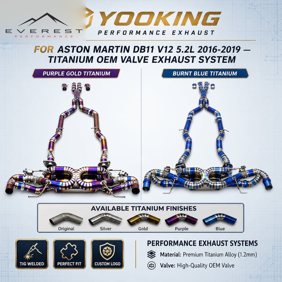 Titanium Exhaust Pipe System for Aston Martin DB11 V12 5.2L 2016-2019 Racing Valve Muffler Catback Exhaust