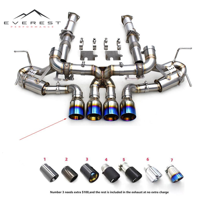 SS304 Full Exhaust System for Chevrolet Corvette C8 Z06 2019-2024 Free Flow Pipe Downpipe Valve System Catback Exhaust