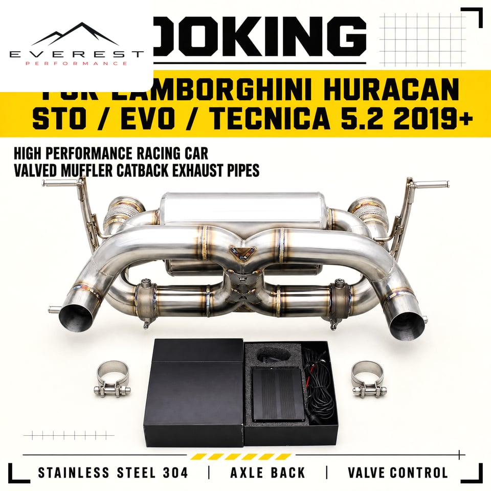 Racing Valved Muffler Catback Exhaust Pipes for Lamborghini Huracan STO/EVO/Technica 5.2 2019+ Stainless Steel 304 Axle Back