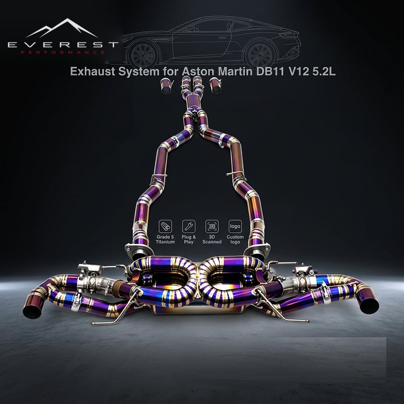 Direct Fitment Exhaust for Aston Martin DB11 V12 5.2L 2016-2019 Titanium Lightweight Catback Supersport X-pipe Muffler Sound