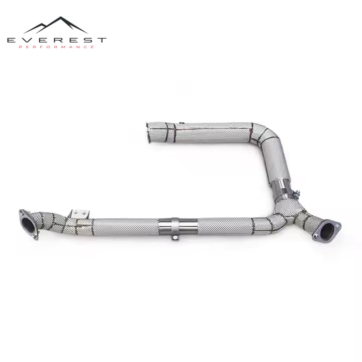 Exhaust Downpipe for Porsche 718 Boxster/Cayman 2.0T 2016-2023 Straight Heat Shield SUS304 Downpipe Header