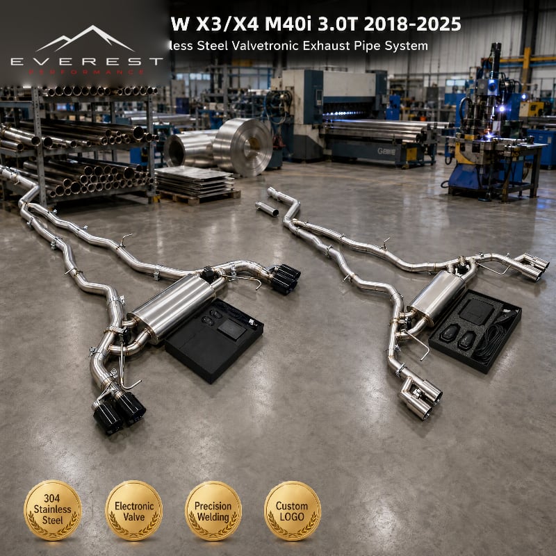 Stainless Steel Valvetronic Exhaust Pipe System for BMW X3/X4 M40i 3.0T 2018-2025 with Electronic Valve Catback Exhaust