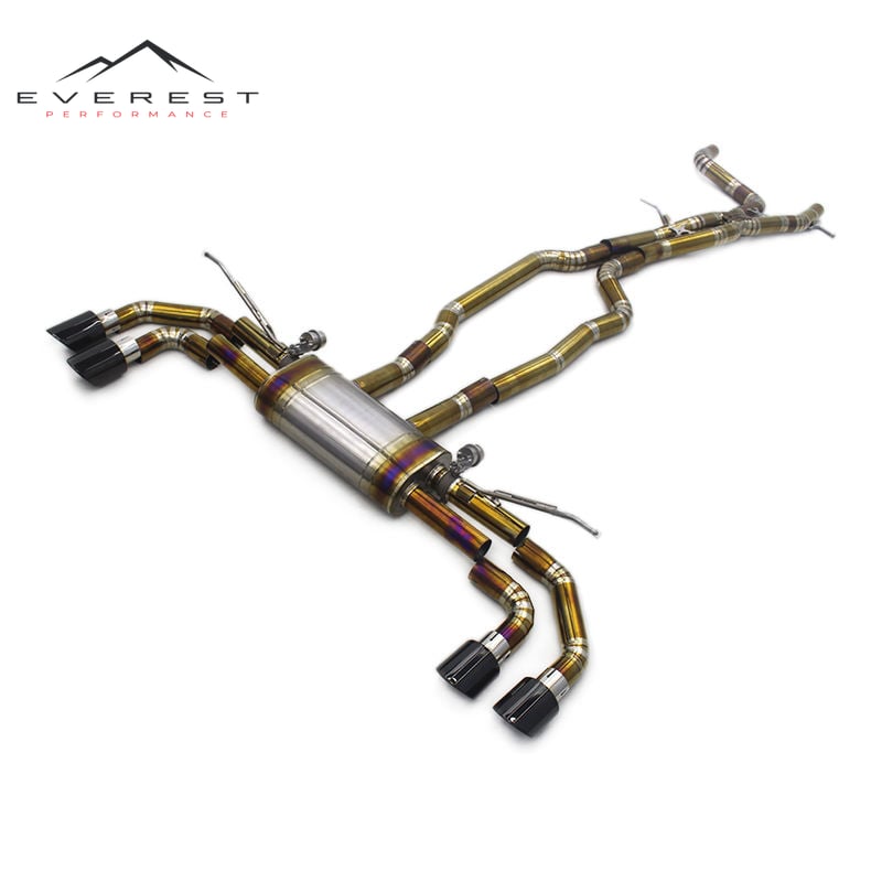 Gold Titanium Alloy Catback for Porsche Cayenne 957 3.6 4.8 2006-2010 Muffler Vacuum Valve Carbon Black Tips