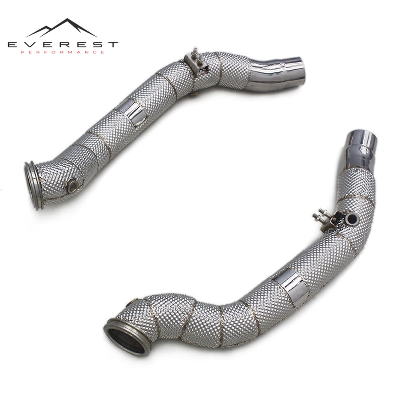 SS304 Exhaust Downpipe for Maserati Ghibli S Q4 SQ4 3.0T 2014-2019 High Performance Free Flow Downpipes With Heat Shield