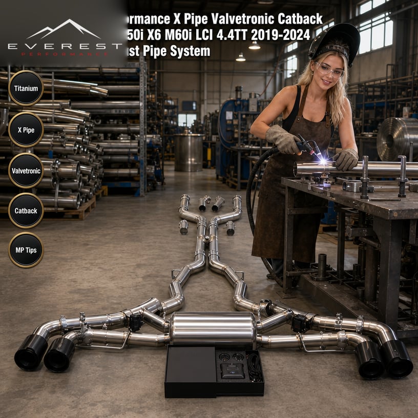 Titanium Performance X Pipe Valvetronic Catback Exhaust Pipe System for BMW X5 M50i X6 M60i LCI 4.4TT 2019-2024 MP Tips