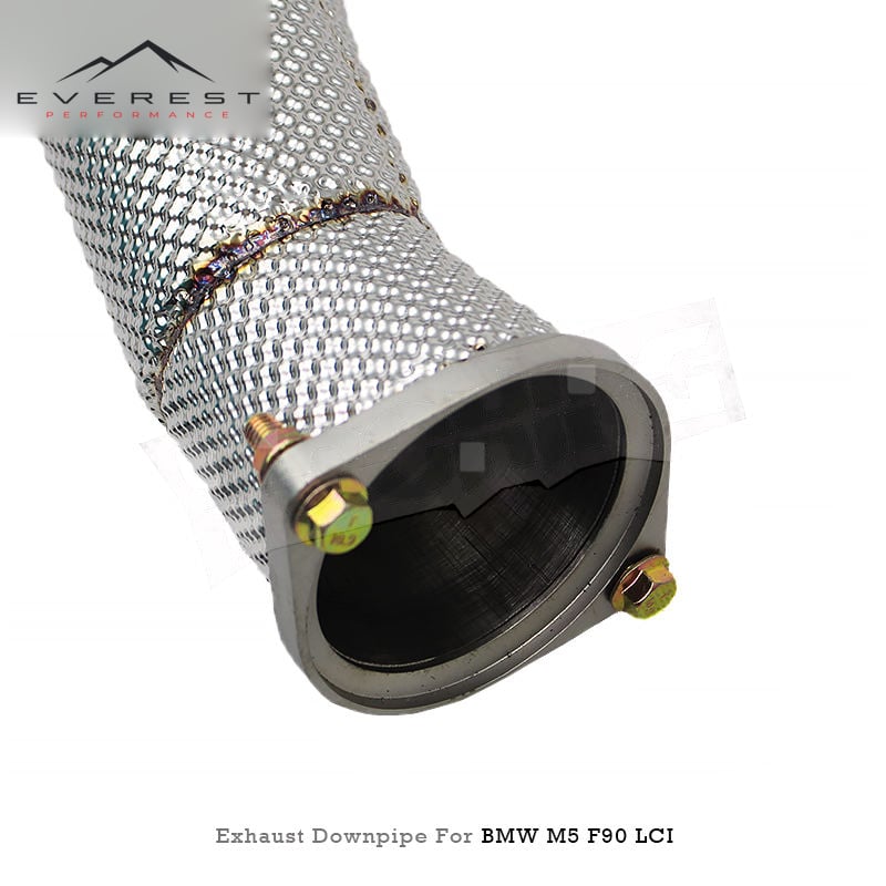 SS304 Exhaust Downpipe for BMW M5/M6 F90 LCI 4.4TT 2018-2024 High Flow Catted Downpipe 100/200/300 Cell with Heat Shield