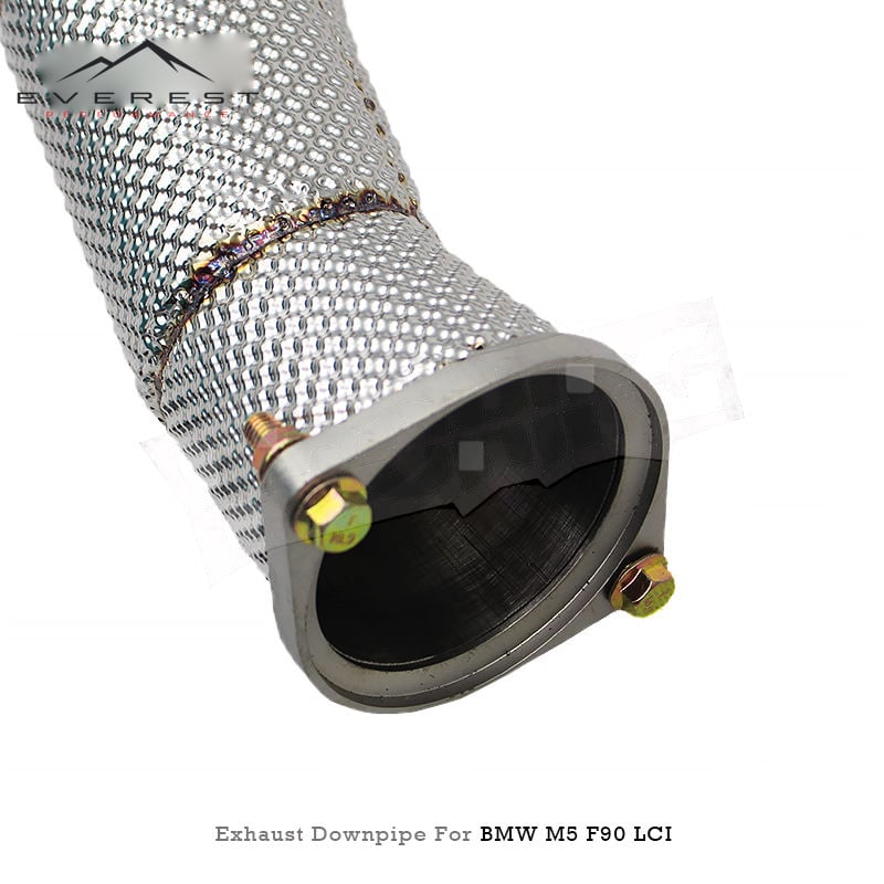 SS304 Exhaust Downpipe for BMW M5/M6 F90 LCI 4.4TT 2018-2024 High Flow Catted Downpipe 100/200/300 Cell with Heat Shield