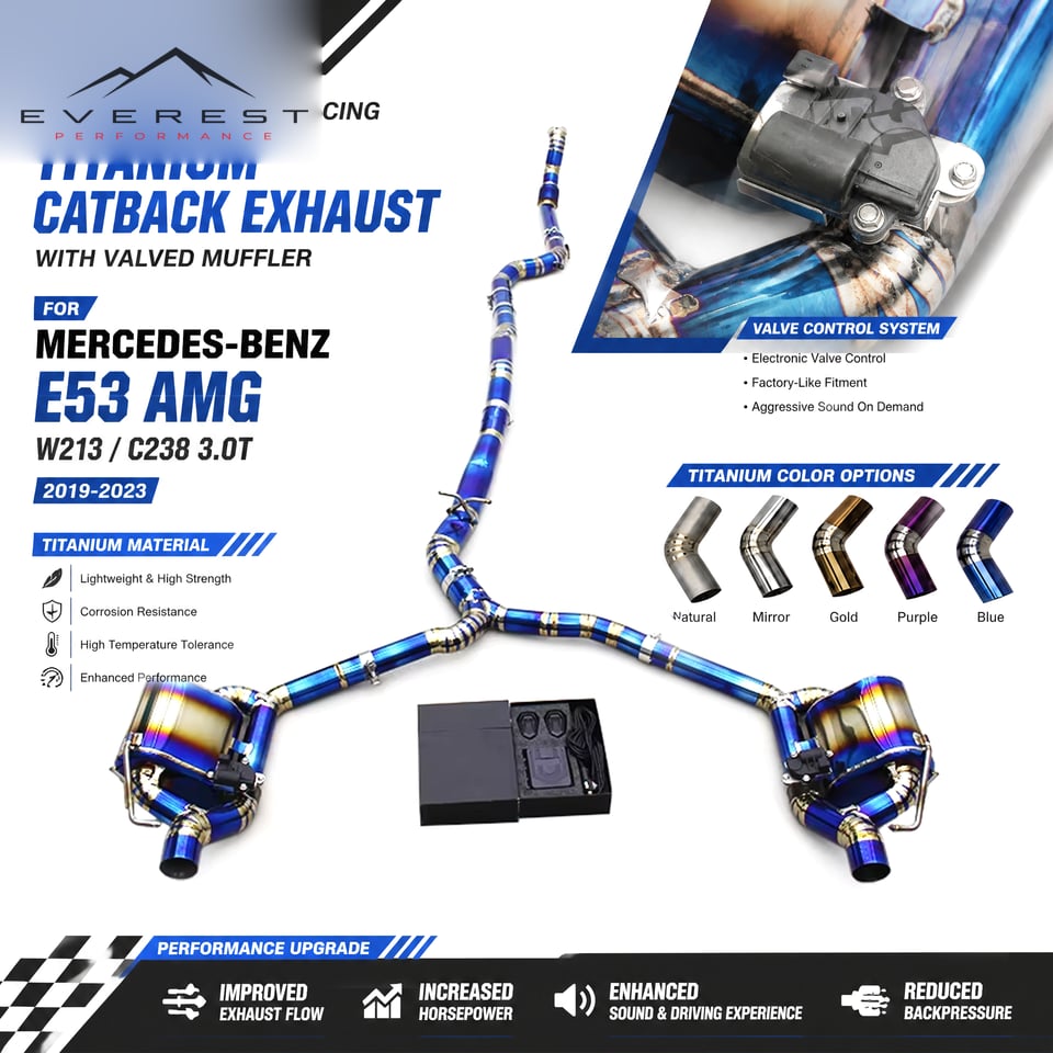 Racing Valvetronic Titanium Catback Exhaust Pipes System for Mercedes-Benz E53 AMG W213/C238 3.0T 2019-2023 Valved Muffler