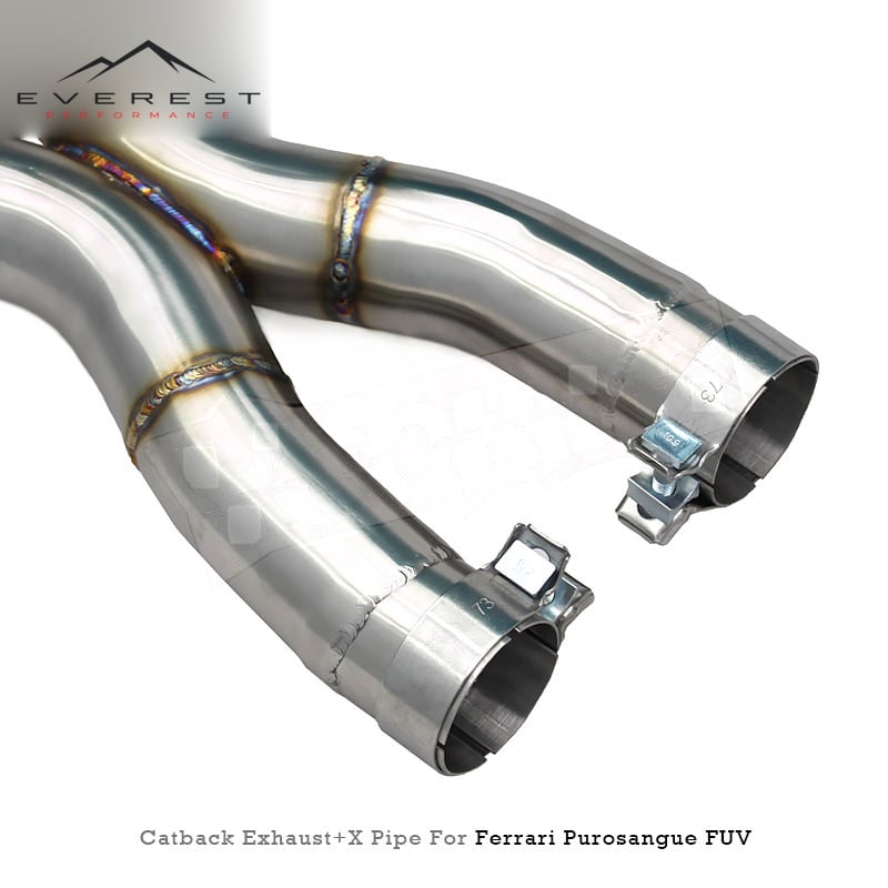Straight Through Catback for Ferrari Purosangue FUV V12 6.5L 2022+Stainless Steel X Mid Pipes Exhaust System