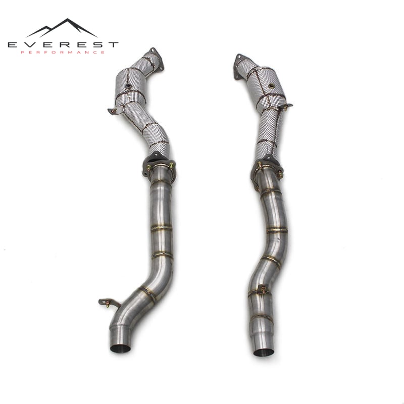 Race Downpipe Front Pipe for Audi Q7 2010-2023 100/200/300cell Cat Exhaust Pipe With Middle Pipe Exhaust Center Section