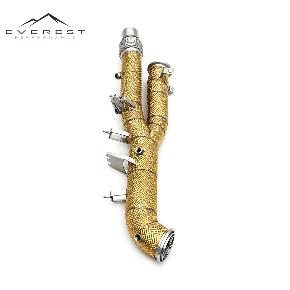 Racing Stainless Steel Free Flow Pipe with Golden Insulation Exhaust Downpipe for Porsche 911 992 GTS 3.6T 2025
