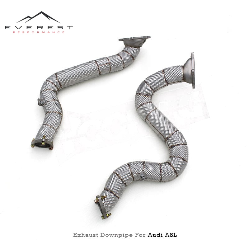 Custom Engine Turbos Header Downpipe for Audi A8L D4 4.0T 2011-2023 Heat Shield Stainless Steel Exhaust Pipe Muffler System