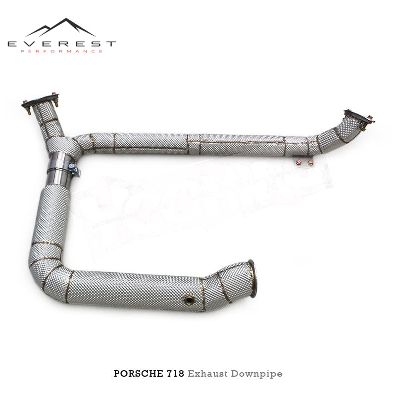 Racing SS304 Exhaust Downpipes for Porsche 718 Boxster Cayman 2.0T 2016+ With Heat Shield High Flow Pipes 100/200/300 Cell
