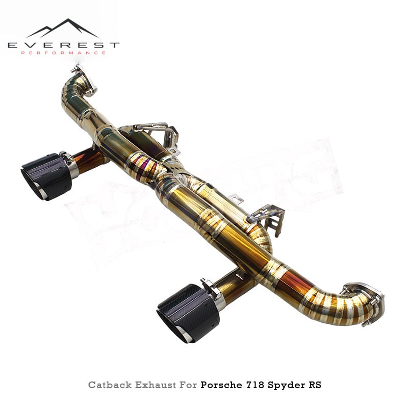 Titanium Catback Exhaust Pipes for Porsche 718 Cayman Spyder GT4 RS 4.0L 2022-2025 Black Carbon Fiber Tips
