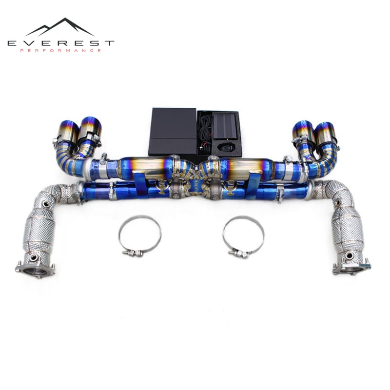Auto Valved Catback System for Porsche 911 997/997.1 Turbo 3.6T 2004-2007 Enhanced X-pipe Sound Axle Back With Catalyst Pipe