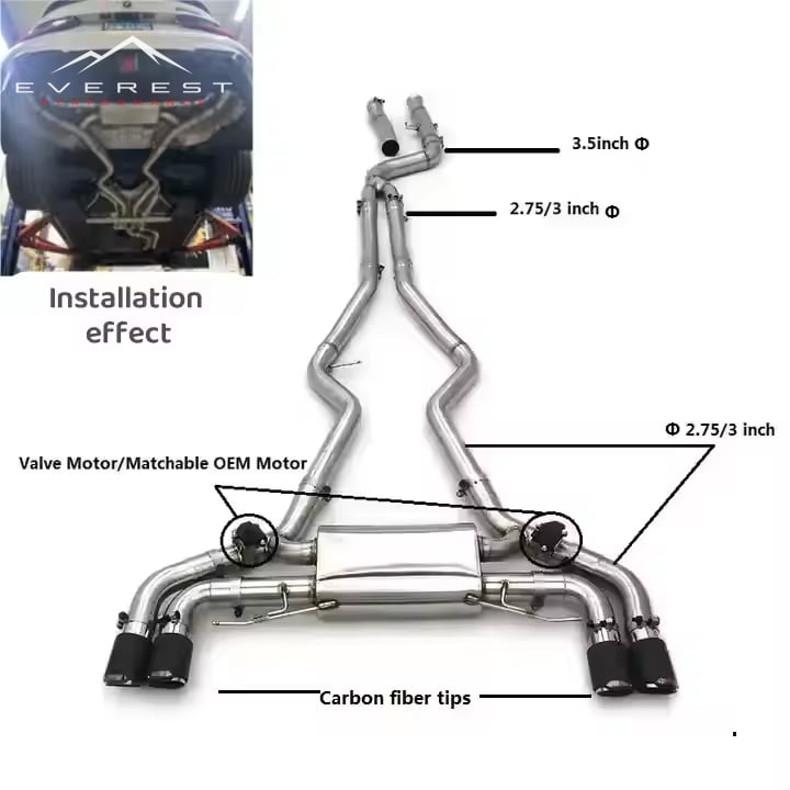 Catback Exhaust Systems for BMW M340i/M340 G20 3.0T Stainless Steel Exhaust Pipes Sport Car Muffler Exhaust