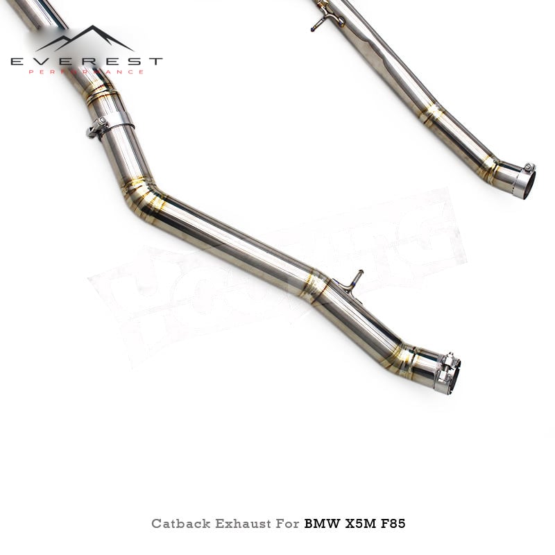 Custom Valvetronic Exhaust System for BMW X5M/X6M F85/F86 4.4TT 2015-2019 Silver Titanium Catback Muffler with Valved Component