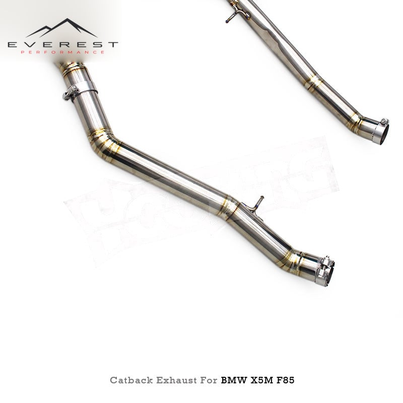 Custom Valvetronic Exhaust System for BMW X5M/X6M F85/F86 4.4TT 2015-2019 Silver Titanium Catback Muffler with Valved Component