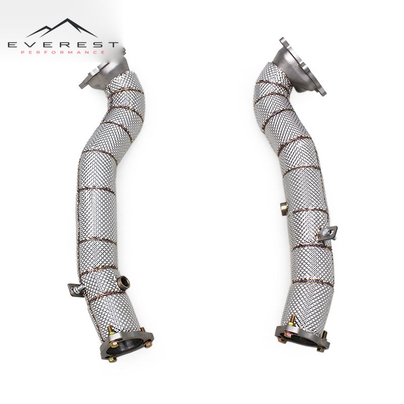 SS304 Exhaust Downpipe for Audi RS6/RS7 C7 4.0T 2013-2018 Free Flow Pipe Exhaust Downpipe With Heat Shield
