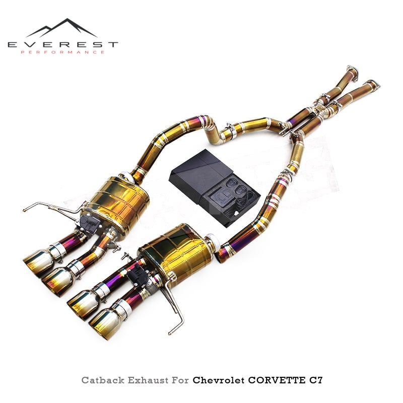 Racing Valvetronic Catback Exhaust System for Chevrolet Corvette C7 6.2L 2014-2019 Titanium 1.2mm Mirror Polished Pipes