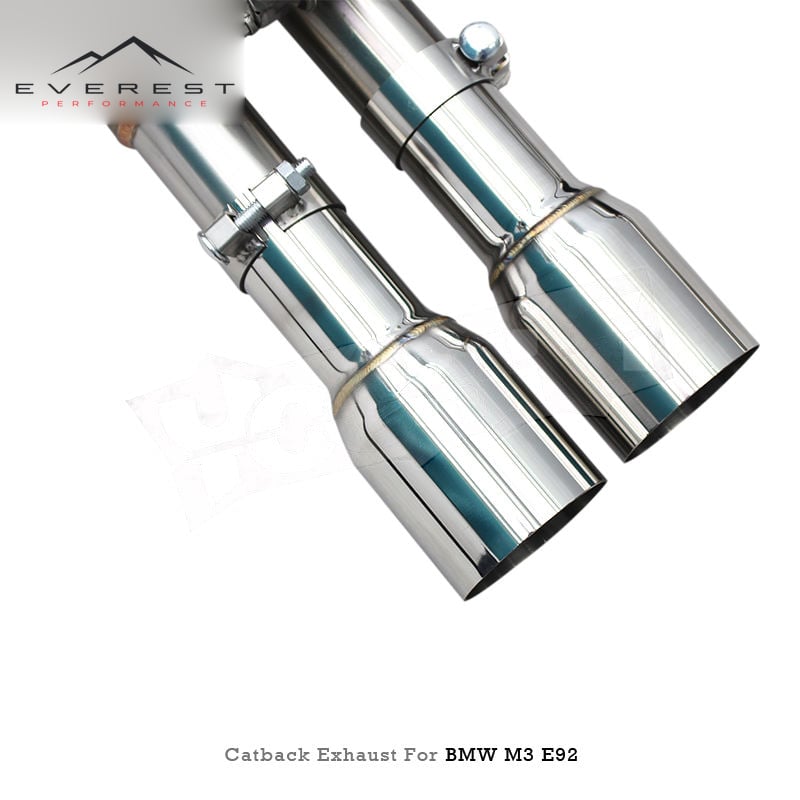 Racing Vacuum Valve Exhaust System for BMW M3 E90/E92/E93 4.0L 2008-2013 Dual Z Mid Pipes Muffler Catback Chrome Silver Tips
