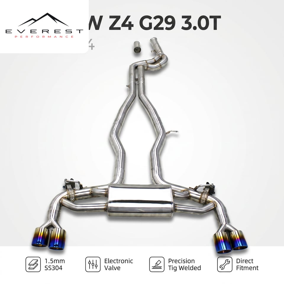 SS304 Exhaust Pipe System for BMW Z4 G29 3.0T 2019-2024 Escape Exhaust Muffler Valvetronic Catback Exhaust Four Outlet Nozzle