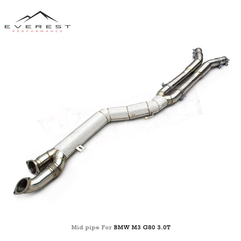 Racing Exhaust Middle Pipe With Resonator for BMW M3/M4 G80/G82/G83 S58 3.0T 2021-2024 Single Midpipe With OPF SS304 Pipes