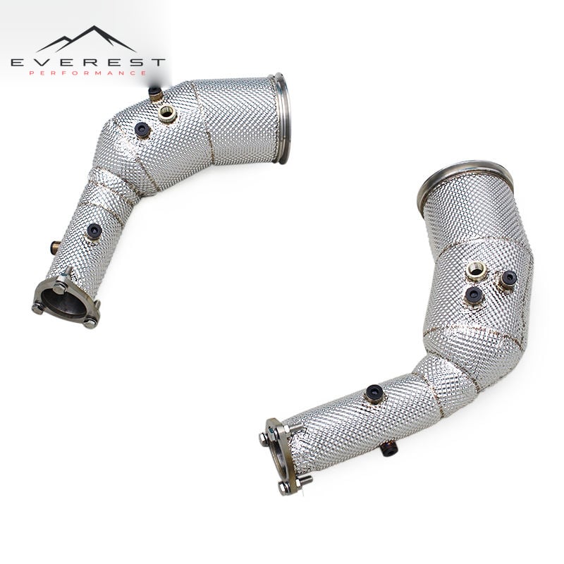 Auto Heat Shield Ready to Stock Exhaust Downpipe for Audi RS6 RS7 C8 4.0T 2021-2023 Stainless Steel Free Flow Downpipe